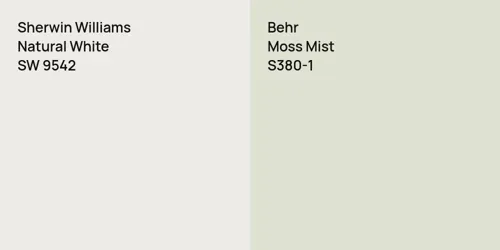 SW 9542 Natural White vs S380-1 Moss Mist