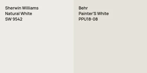 SW 9542 Natural White vs PPU18-08 Painter'S White