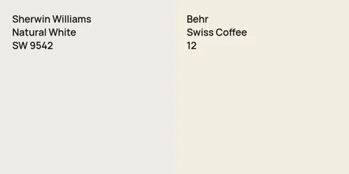 SW 9542 Natural White vs 12 Swiss Coffee