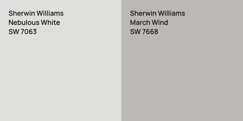 SW 7063 Nebulous White vs SW 7668 March Wind