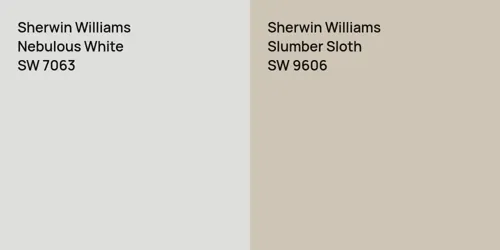 SW 7063 Nebulous White vs SW 9606 Slumber Sloth