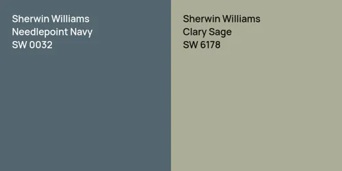 SW 0032 Needlepoint Navy vs SW 6178 Clary Sage