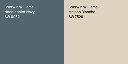 SW 0032 Needlepoint Navy vs SW 7526 Maison Blanche