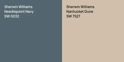 SW 0032 Needlepoint Navy vs SW 7527 Nantucket Dune