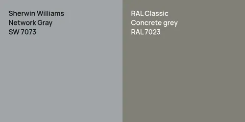 SW 7073 Network Gray vs RAL 7023  Concrete grey