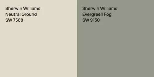 SW 7568 Neutral Ground vs SW 9130 Evergreen Fog