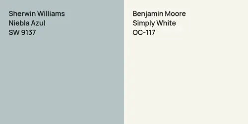 SW 9137 Niebla Azul vs OC-117 Simply White