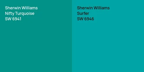 SW 6941 Nifty Turquoise vs SW 6946 Surfer