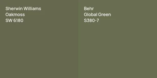 SW 6180 Oakmoss vs S380-7 Global Green