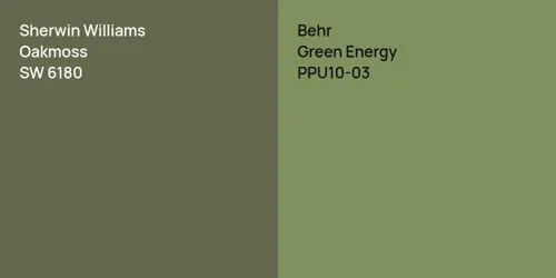 SW 6180 Oakmoss vs PPU10-03 Green Energy