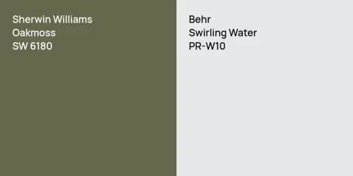 SW 6180 Oakmoss vs PR-W10 Swirling Water