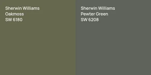 SW 6180 Oakmoss vs SW 6208 Pewter Green