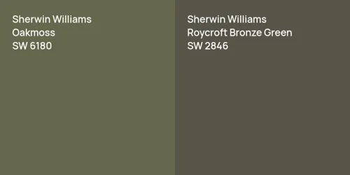 SW 6180 Oakmoss vs SW 2846 Roycroft Bronze Green