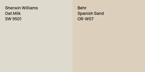 SW 9501 Oat Milk vs OR-W07 Spanish Sand