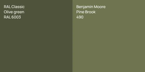 RAL 6003  Olive green vs 490 Pine Brook