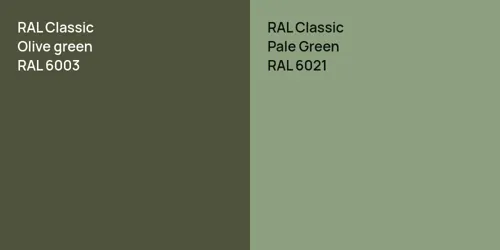 RAL 6003  Olive green vs RAL 6021 Pale Green