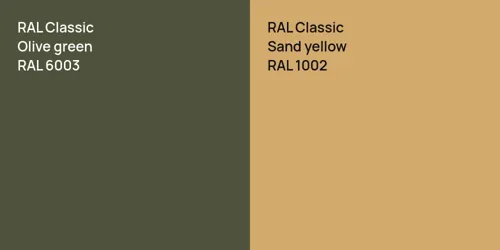 RAL 6003  Olive green vs RAL 1002  Sand yellow