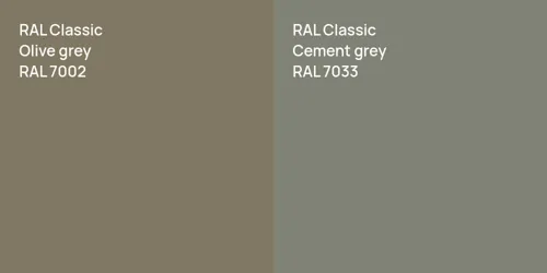 RAL 7002  Olive grey vs RAL 7033  Cement grey