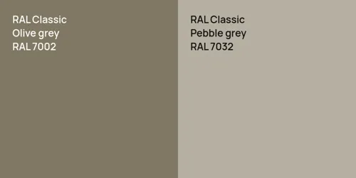 RAL 7002  Olive grey vs RAL 7032  Pebble grey