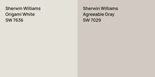 SW 7636 Origami White vs SW 7029 Agreeable Gray