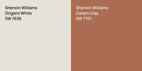 SW 7636 Origami White vs SW 7701 Cavern Clay