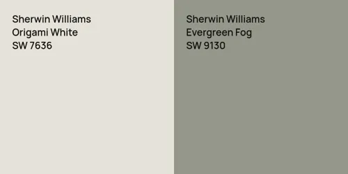 SW 7636 Origami White vs SW 9130 Evergreen Fog