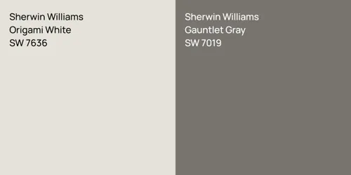 SW 7636 Origami White vs SW 7019 Gauntlet Gray