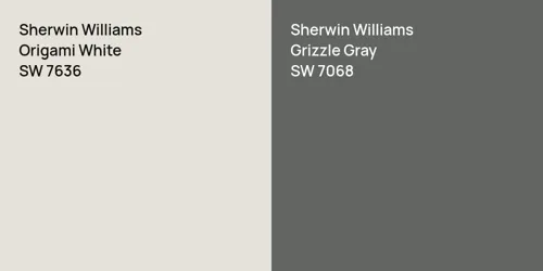 SW 7636 Origami White vs SW 7068 Grizzle Gray