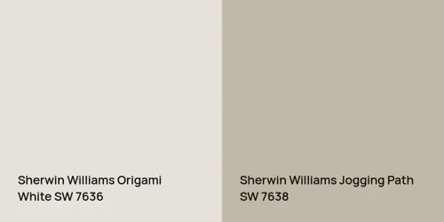 SW 7636 Origami White vs SW 7638 Jogging Path