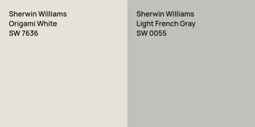 SW 7636 Origami White vs SW 0055 Light French Gray