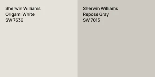 SW 7636 Origami White vs SW 7015 Repose Gray