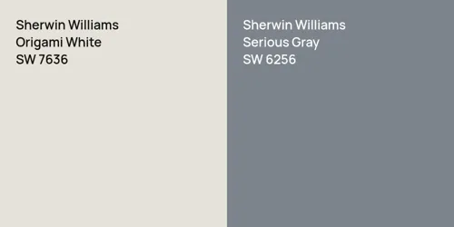 SW 7636 Origami White vs SW 6256 Serious Gray