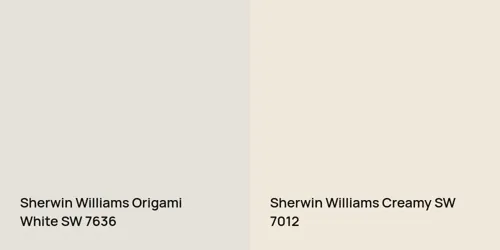 SW 7636 Origami White vs SW 7012 Creamy