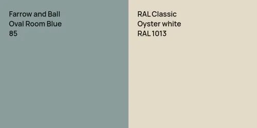 85 Oval Room Blue vs RAL 1013  Oyster white