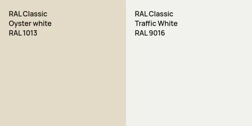 RAL 1013  Oyster white vs RAL 9016 Traffic White