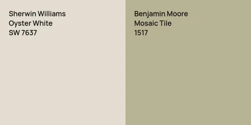 SW 7637 Oyster White vs 1517 Mosaic Tile