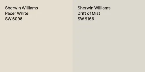 SW 6098 Pacer White vs SW 9166 Drift of Mist