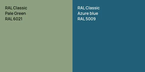 RAL 6021 Pale Green vs RAL 5009  Azure blue