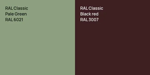 RAL 6021 Pale Green vs RAL 3007  Black red