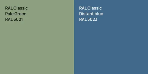 RAL 6021 Pale Green vs RAL 5023  Distant blue