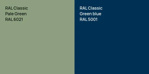 RAL 6021 Pale Green vs RAL 5001 Green blue