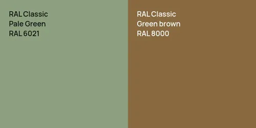 RAL 6021 Pale Green vs RAL 8000  Green brown