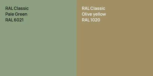 RAL 6021 Pale Green vs RAL 1020  Olive yellow