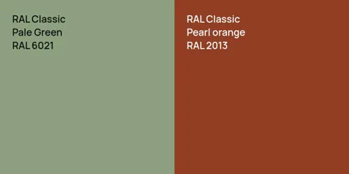 RAL 6021 Pale Green vs RAL 2013  Pearl orange