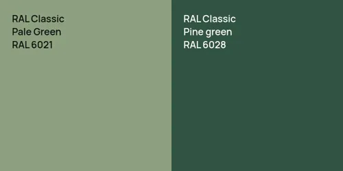 RAL 6021 Pale Green vs RAL 6028  Pine green