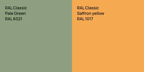 RAL 6021 Pale Green vs RAL 1017  Saffron yellow