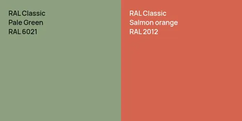 RAL 6021 Pale Green vs RAL 2012  Salmon orange