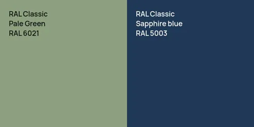 RAL 6021 Pale Green vs RAL 5003  Sapphire blue