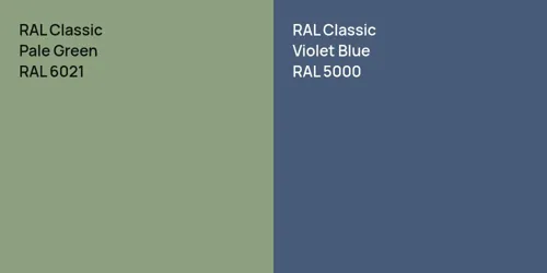 RAL 6021 Pale Green vs RAL 5000 Violet Blue