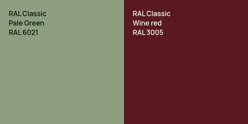 RAL 6021 Pale Green vs RAL 3005  Wine red